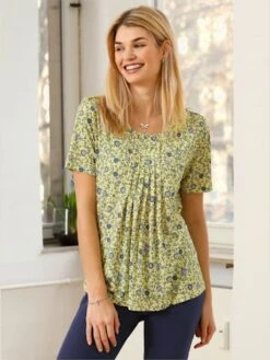 T-shirt Imprimé Plis Affinants à L'encolure