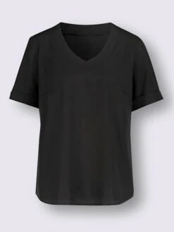 Chemisier à Manches Courtes Col V 5 Chemisier à Manches Courtes Col V -T-Shirt Sweat Soldes Magasin 001.00ZUK05546 B10.001