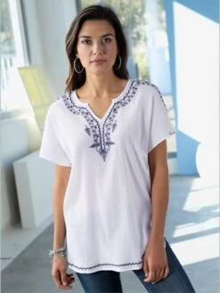 Chemisier Imprimé Encolure Ronde Et Col En V