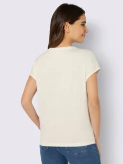 T-shirt à Encolure Ronde Superbe Broderie Ajourée Sur Les Manches Et L'encolure -T-Shirt Sweat Soldes Magasin 001.00ZUK92347 B17.001