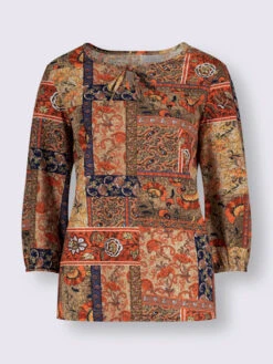 T-shirt à Manches 3/4 Motif Patchwork Moderne -T-Shirt Sweat Soldes Magasin 002.00ZUK92348 B31.001