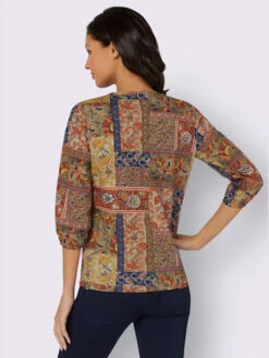 T-shirt à Manches 3/4 Motif Patchwork Moderne -T-Shirt Sweat Soldes Magasin 002.00ZUK92348 B32.001