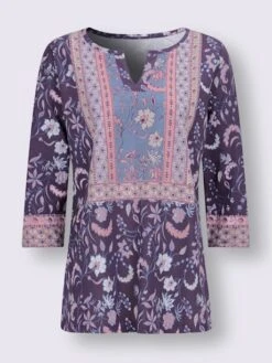 T-shirt à Manches 3/4 Motif Patchwork -T-Shirt Sweat Soldes Magasin 004.00ZUK92348 B16.002