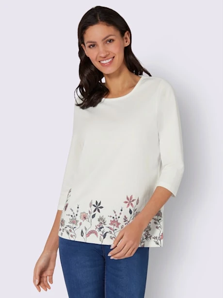 T-shirt à Manches 3/4 Bordures Imprimées 2 T-shirt à Manches 3/4 Bordures Imprimées – Image 2