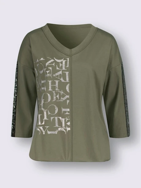 T-shirt à Manches 3/4 Rayures Galon En Paillettes 4 T-shirt à Manches 3/4 Rayures Galon En Paillettes – Image 4