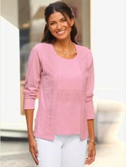 T-shirt Détails En Dentelle Tendance