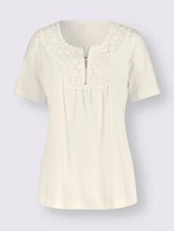 T-shirt à Manches Courtes Jolie Dentelle Sur L'encolure 7 T-shirt à Manches Courtes Jolie Dentelle Sur L'encolure -T-Shirt Sweat Soldes Magasin 006.00ZUK92347 B16.002