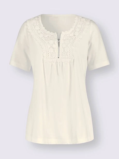 T-shirt à Manches Courtes Jolie Dentelle Sur L'encolure 4 T-shirt à Manches Courtes Jolie Dentelle Sur L'encolure – Image 4