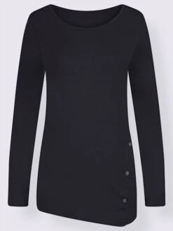 T-shirt Patte Boutonnage Décoratif Col Rond Manches Longues -T-Shirt Sweat Soldes Magasin 006.00ZUK94340 B04.001