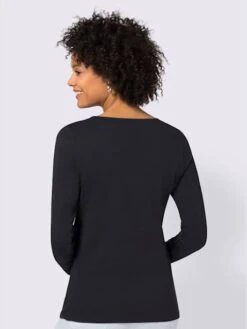 T-shirt Patte Boutonnage Décoratif Col Rond Manches Longues -T-Shirt Sweat Soldes Magasin 006.00ZUK94340 B05.001