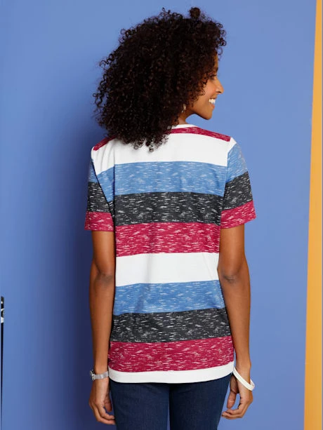 T-shirt Décontracté Manches Courtes Rayures Larges 2 T-shirt Décontracté Manches Courtes Rayures Larges – Image 2