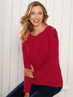 T-Shirt Sweat Soldes Magasin 15 T-shirt En Coton Col Rond Manches Longues Boutons Décoratifs