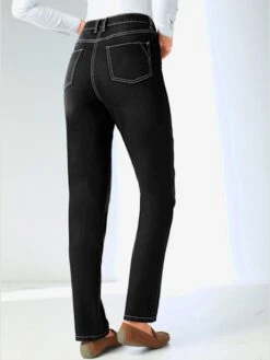 Jean Droit Taille Haute Coutures Délavées -T-Shirt Sweat Soldes Magasin 008.00ZUK05532 A04.043