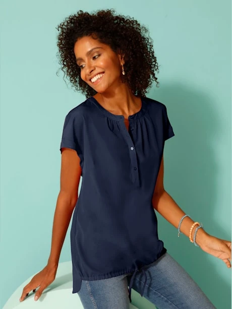 Chemisier Léger Encolure Ronde Manches Courtes 1 Chemisier Léger Encolure Ronde Manches Courtes