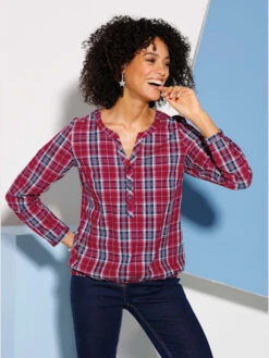 Chemisier à Carreaux Ourlet élastique