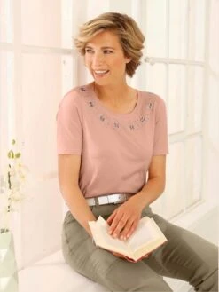 T-shirt à Manches Courtes Pierres Fantaisie Couleur Argent