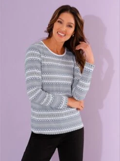 T-shirt à Encolure Ronde Joli Motif Norvégien