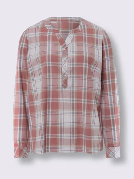 Chemisier à Carreaux Encolure Arrondie Avec Petit V 3 Chemisier à Carreaux Encolure Arrondie Avec Petit V – Image 3