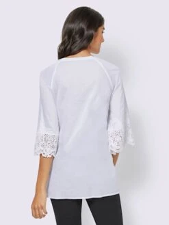 Chemisier Empiècements Dentelle Col Rond Manches Raglan 3/4 -T-Shirt Sweat Soldes Magasin 014.00F0156441 B11.001