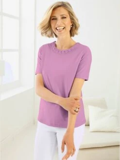 T-shirt Tendance Empiècement Dentelle