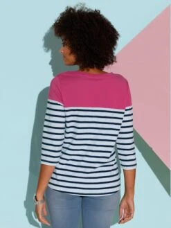 T-shirt à Manches 3/4 Rayures Fines -T-Shirt Sweat Soldes Magasin 014.00ZUK05543 A06.005