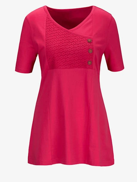 T-shirt Effet Cache Cœur à Motif Et Boutonnière 2 T-shirt Effet Cache Cœur à Motif Et Boutonnière – Image 2