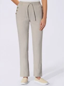 Pantalon Texturé Ceinture élastique à Nouer Poches Latérales Avec Boutons