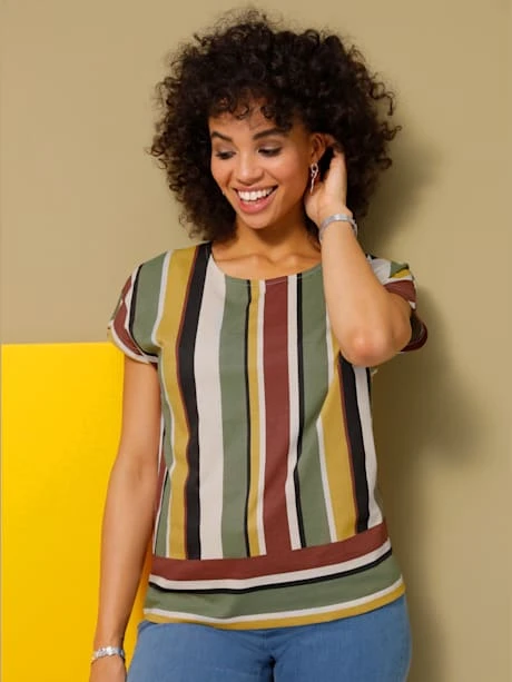 T-shirt Séduisant Motif à Rayures 1 T-shirt Séduisant Motif à Rayures