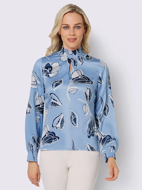 Chemisier à Manches Longues Bords Smockés 2 Chemisier à Manches Longues Bords Smockés – Image 2