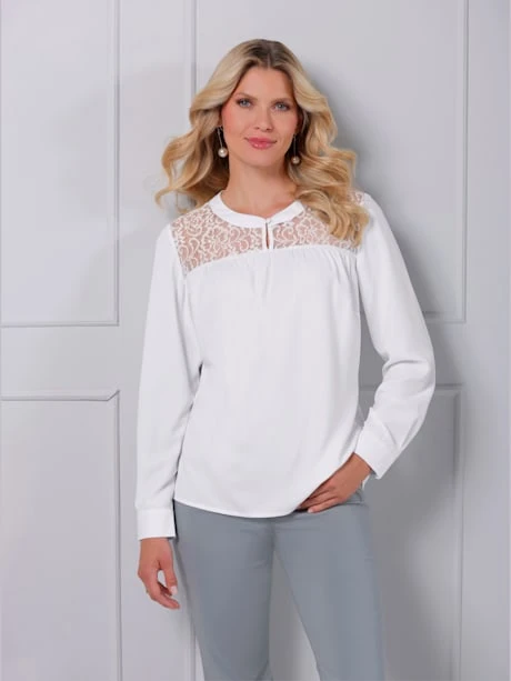 Chemisier En Dentelle Empiècement En Dentelle à L'encolure 1 Chemisier En Dentelle Empiècement En Dentelle à L'encolure