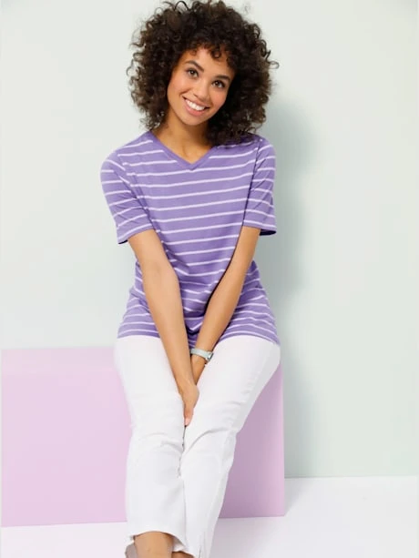 T-shirt Rayé Rayures En Fils Teintés 1 T-shirt Rayé Rayures En Fils Teintés