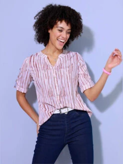 Chemisier En Crêpe Superbes Rayures