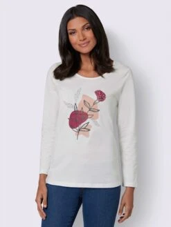 T-shirt à Manches Longues à Encolure Ronde