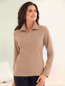 Polo Femme Avec Borderie Et Pières Fantaisie