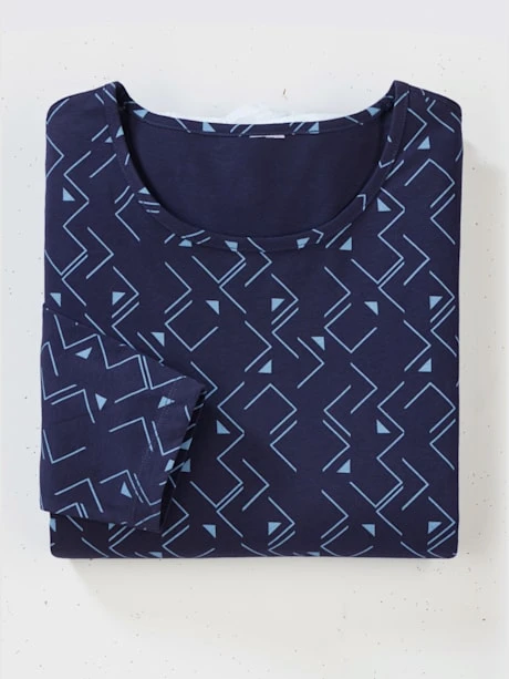 T-shirt à Manches 3/4 Encolure Ronde Passepoilée 4 T-shirt à Manches 3/4 Encolure Ronde Passepoilée – Image 4