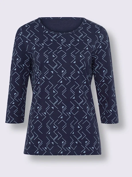 T-shirt à Manches 3/4 Encolure Ronde Passepoilée 3 T-shirt à Manches 3/4 Encolure Ronde Passepoilée – Image 3