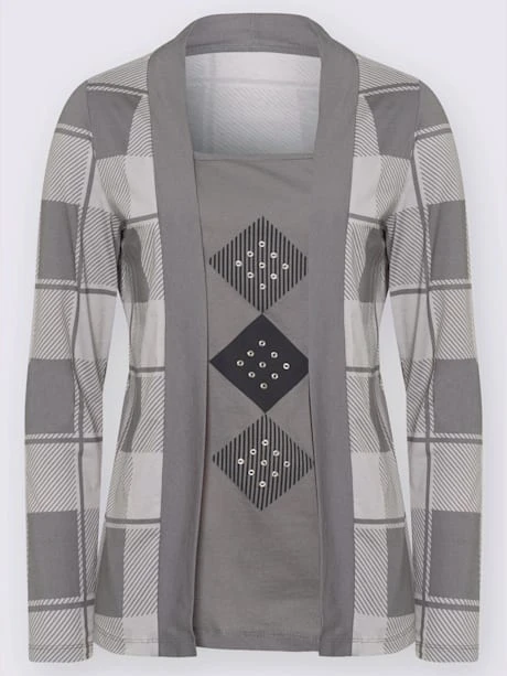 Chemise à Manches Longues 2 En 1 Jolis Rivets Fantaisie 3 Chemise à Manches Longues 2 En 1 Jolis Rivets Fantaisie – Image 3