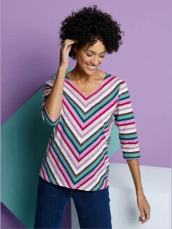 T-shirt à Manches 3/4 Col V