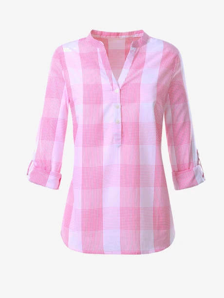 Chemisier à Manches Réglables Et Col Tunisien Ouvert 2 Chemisier à Manches Réglables Et Col Tunisien Ouvert – Image 2